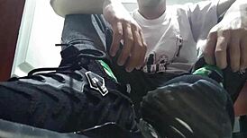 Look at These Long Green Socks and Sweaty Feet in Your Face!