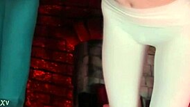 sweet eaton wearing fitted white leggings on webcam, teasing and crossdressing solo