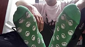 Look at These Long Green Socks and Sweaty Feet in Your Face!