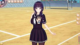 3d cartoon anime video of jk futaba getting massage