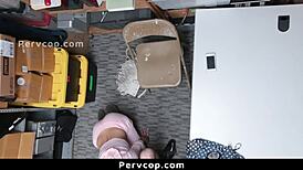 Shoplifter suspect bent over and fucked doggystyle by pervcop in office backroom