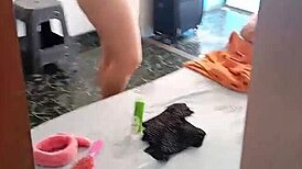 Best friend caught spying and fucked, made to exercise big ass