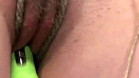 Crotch Roped Sub in Zippered Bondage with Vibrator Torment