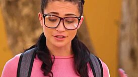 skinny teen in lesbian 3way rides face orally