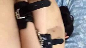 comedor slamming the handcuffed slut's big ass in bdsm fun