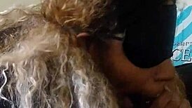 Meechie gives sloppy deepthroat to big black cock