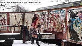 Indian babe masturbates nude in public university