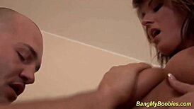 Sporty babe gets titty fucked with big boobs