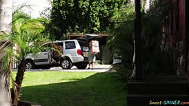 cock sucking teen sneaks a wild fuck with her new neighbour. wonder what they did in the bedroom last night?