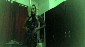 want to see this blonde strip in stockings?