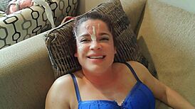 Amateur wife gagging on face fucking and hardcore facials compilation