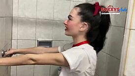 Skinny Brazilian Girl Dances In Bathroom
