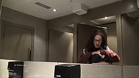 Indian babe masturbates nude in public university