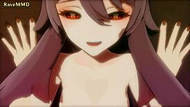 hu tao in a 3d anime scene