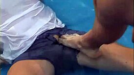 feet orgy with gay group outdoors in threesome