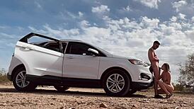 Risky Roadside Sex with Hot Blonde