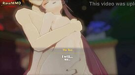 hu tao in a 3d anime scene