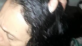 Milf stepmom gets face fucked and takes cum in mouth