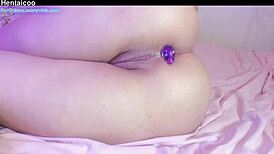 Tight ass teases with bell buttplug in solo play