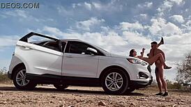 Risky Roadside Sex with Hot Blonde