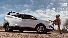 Risky Roadside Sex with Hot Blonde