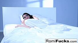 Brunette Pornstar Masturbates Ass and Pussy on Bed