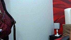 Hot ebony teen screams as her pussy gets close-up view!