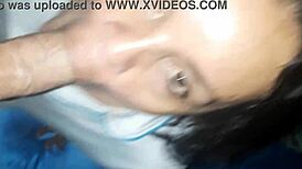 Milf stepmom gets face fucked and takes cum in mouth