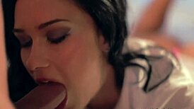 cfnm blowjob session with a brunette milf babe