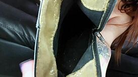 Beautiful Latina model shows her feet.