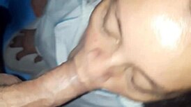 Milf stepmom gets face fucked and takes cum in mouth