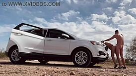 Risky Roadside Sex with Hot Blonde