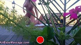 blonde babe gives a sensual massage