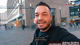 Curvy German chick in nylons hooks up with a stranger for real sex