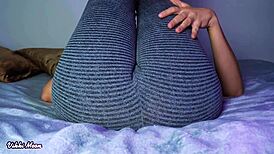 Sensual beautiful young pussy masturbation in leggings, fingering wet ass! 😘