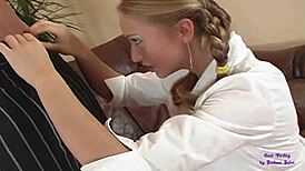 kate gets anal sex at the neighborhood boss's house, leading to cum on face