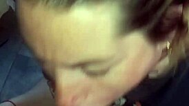 blonde girlfriend swallows cum from deepthroat blowjob with friend