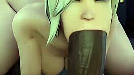 overwatch mercy deepthroats bbc while getting doggy fucked in double penetration