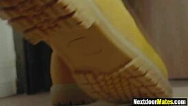 Blindfolded skinny jock gets bareback anal from masked stranger