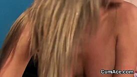 flirty babe gulping jizz on face 😋