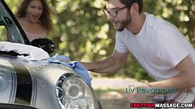 The Brunette Masseuse Helps a Young 18+ Guy with Horny Pussy Blowjob and Tight Cock