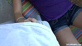 Bailey, the petite teen, teases and masturbates alone