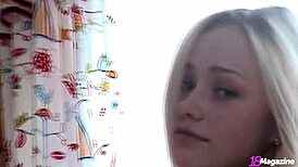 Long-haired blonde Holli Paige flaunts her perfect hairy pussy! Amazing!