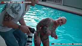 Blackwidow xxx enjoys pool time with big ass and blonde beauty