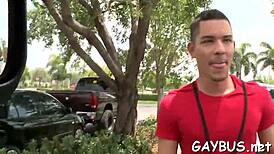 this sexy hunk is sucking cock and getting fucked wildly