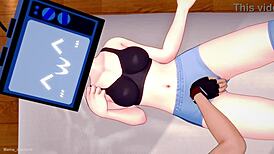 TV woman’s quick bathroom bang in sportswear.