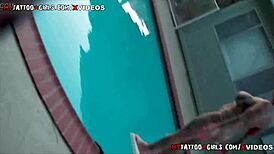 Blackwidow xxx enjoys pool time with big ass and blonde beauty