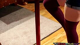 pole dancing teen lesbians perform scissoring and squirting pussy juice