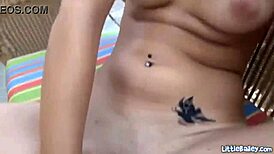 Bailey, the petite teen, teases and masturbates alone