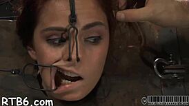 Restrained Cute Girl Hoisted Up for Rough Fucking Punishment with Cock Oral